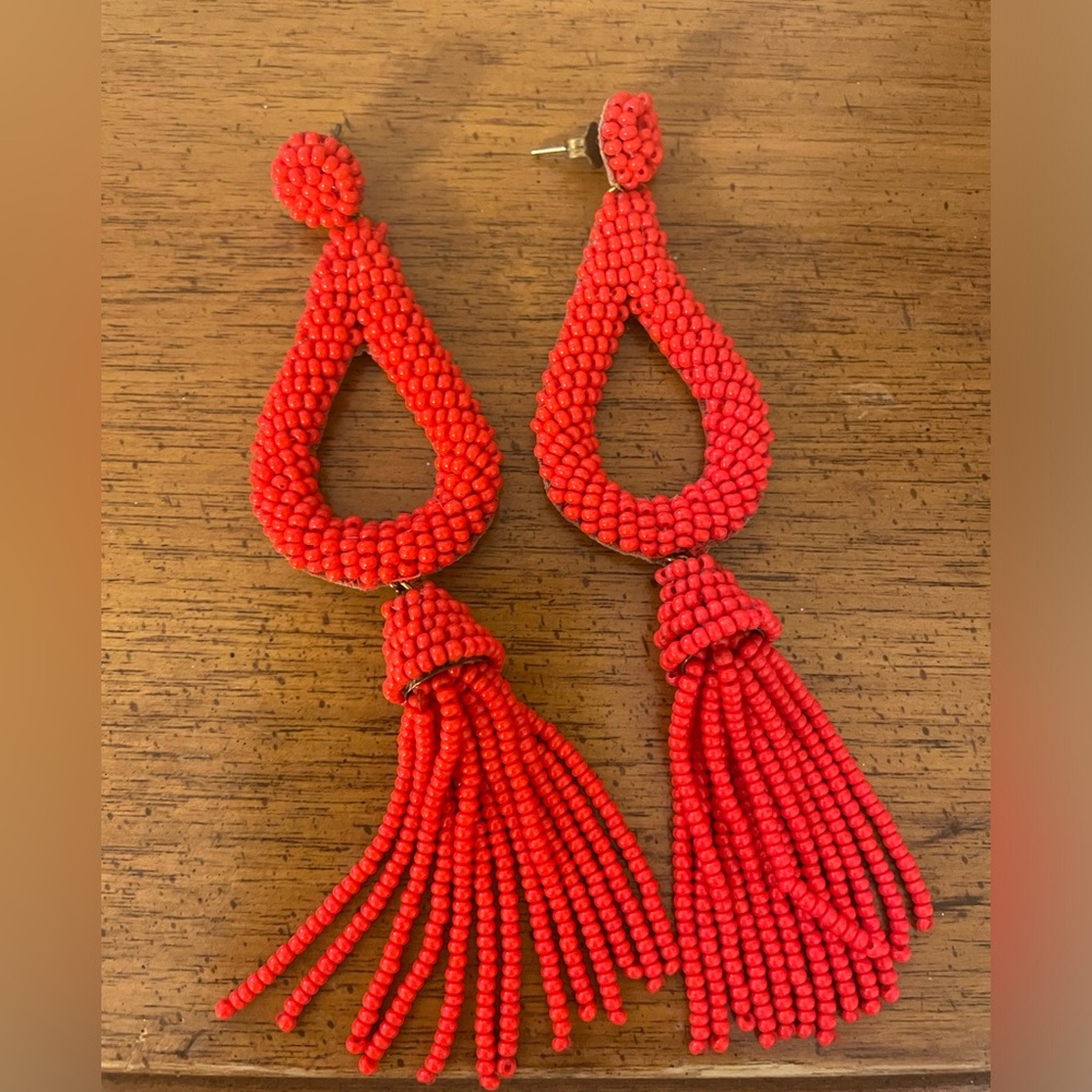 Anthropologie Red Beaded Earrings